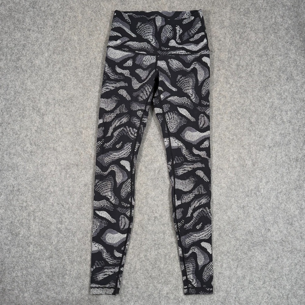 Lululemon Warp Ice Grey Black Wunder Under Hi-Rise Pants Women's Size 6